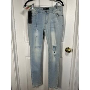 Rock &‎ Royal Distressed Jeans Ripped Light Wash Denim Classic Skinny Size 7